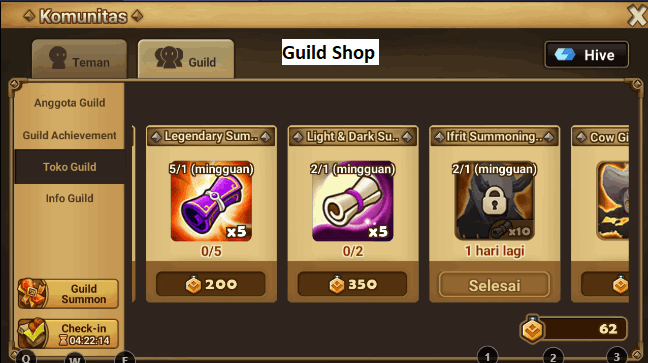 Method 4: Buy pieces and scrolls in the Guild Shop and Shop