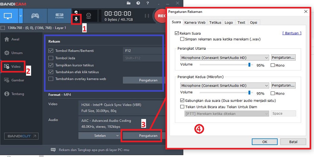 Record screen with Voice using Bandicam