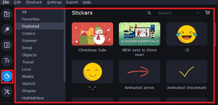 Adding Sticker in Movavi Video Editor Plus