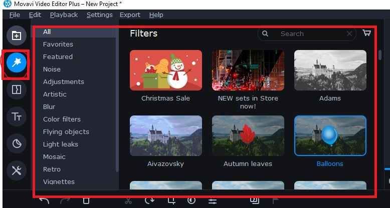 Adding Filters in Movavi Video Editor