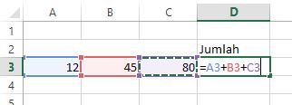 Cara Menjumlahkan di Excel dengan menulis Rumus Secara Manual (Operator +)