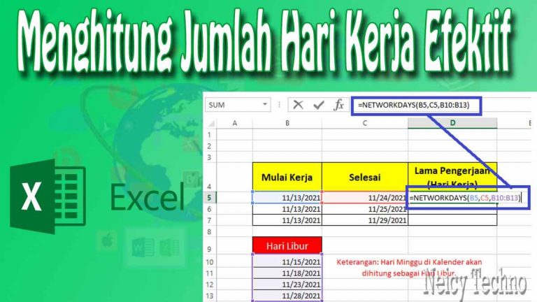 Cara Menghitung Jumlah Hari Kerja Efektif di Excel