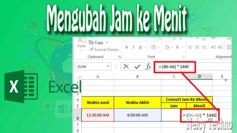 Cara Mengubah Jam ke Menit di Excel