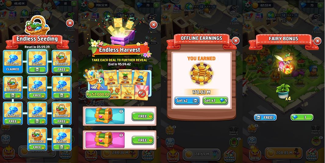 Free Plants, Gems and Items in Game Merge Plants