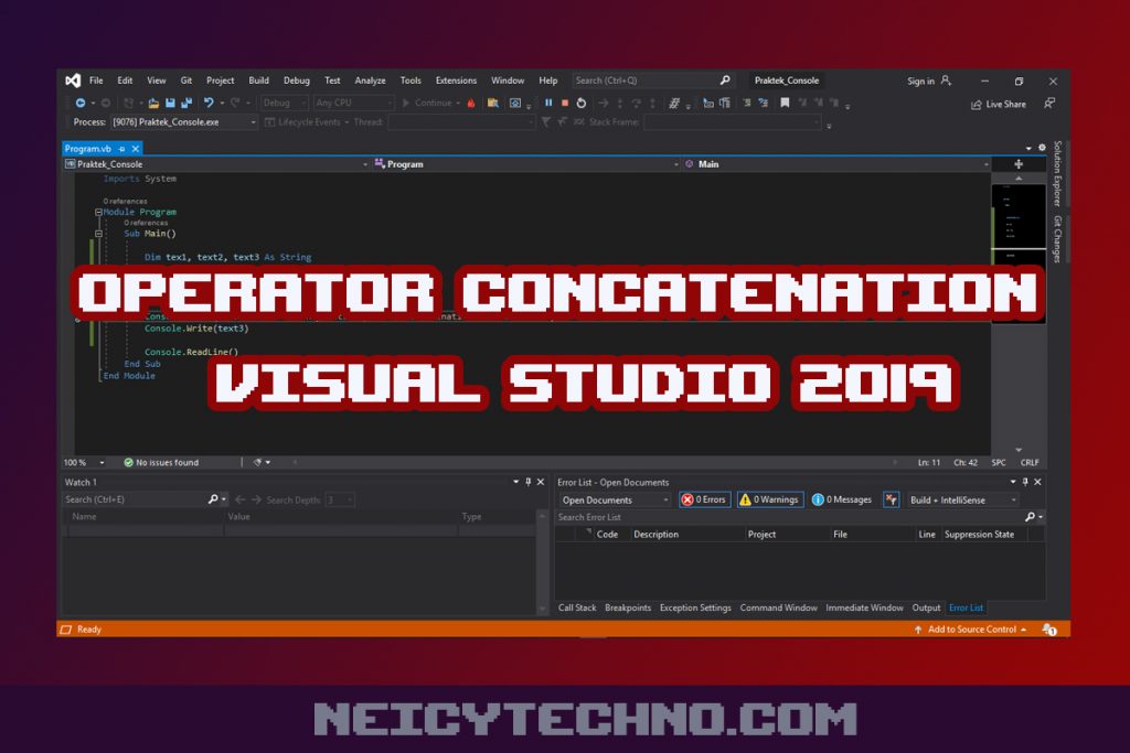 Operator Concatenation Dalam Visual Studio 2019 – VB - Neicy Techno