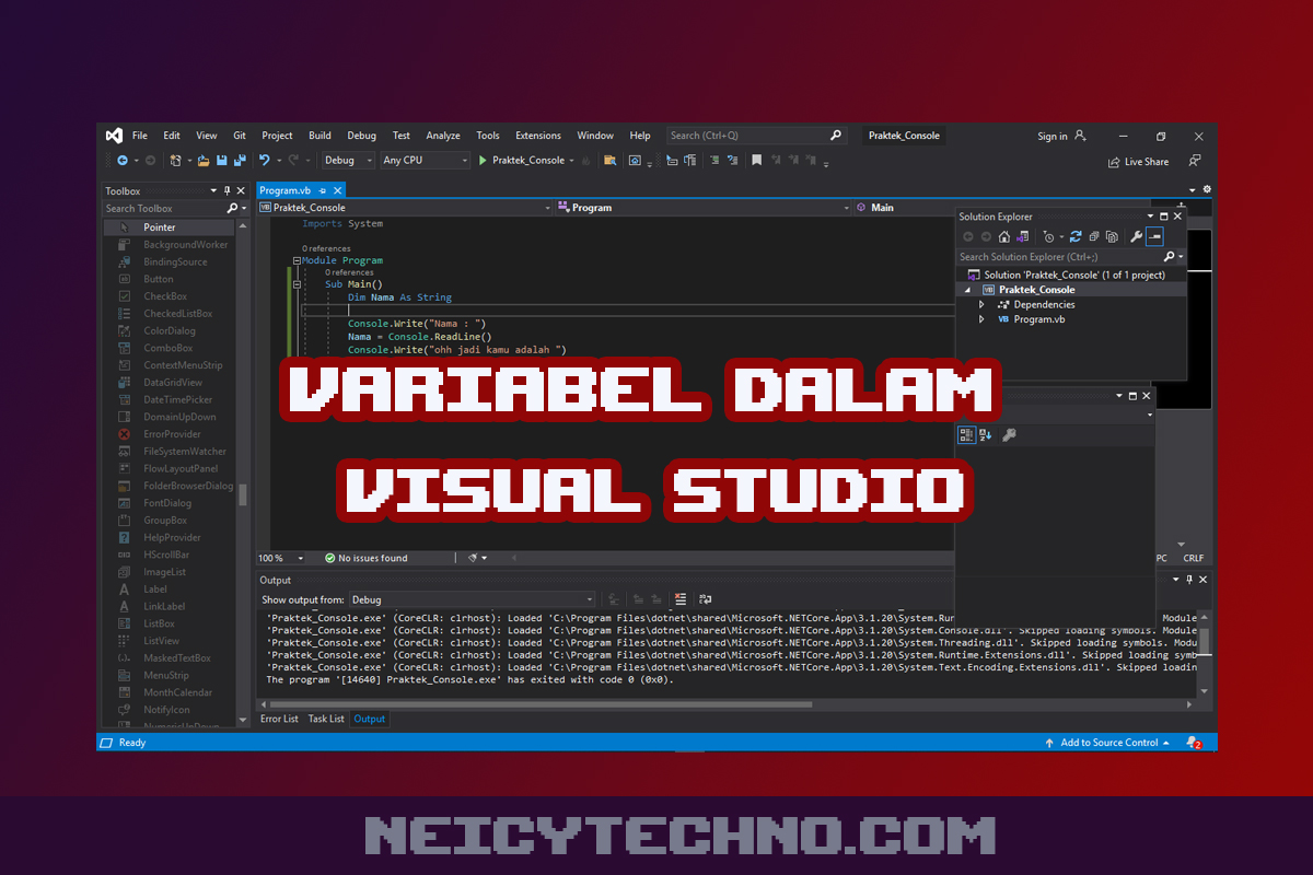 penuliasan variabel visual studio