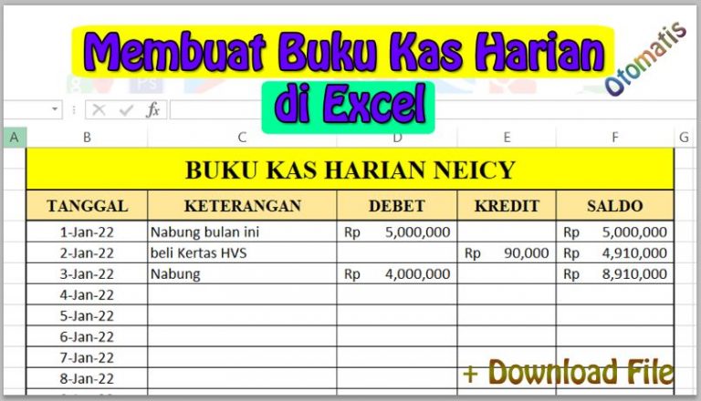 Cara Membuat Buku Kas Harian di Excel