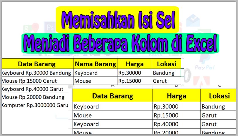 2 Cara Memisahkan Isi Sel Menjadi Beberapa Kolom di Excel