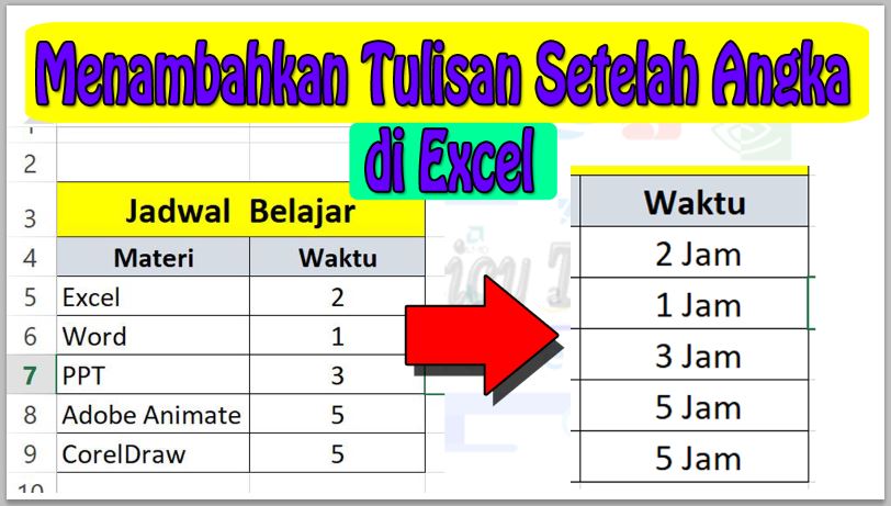 Cara Menambahkan Tulisan Setelah Angka di Excel