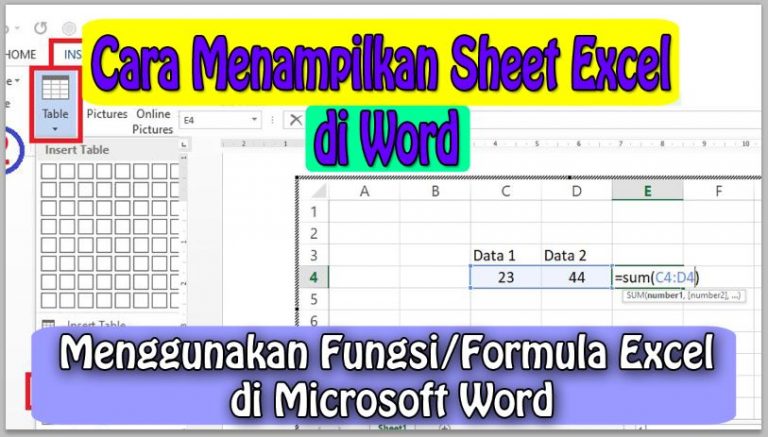 Cara Menampilkan Sheet Excel di Word