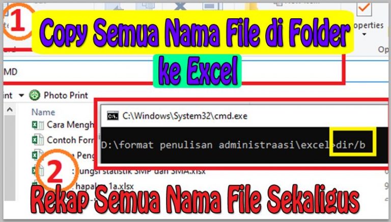 Cara Copy Semua Nama File di Folder ke Excel