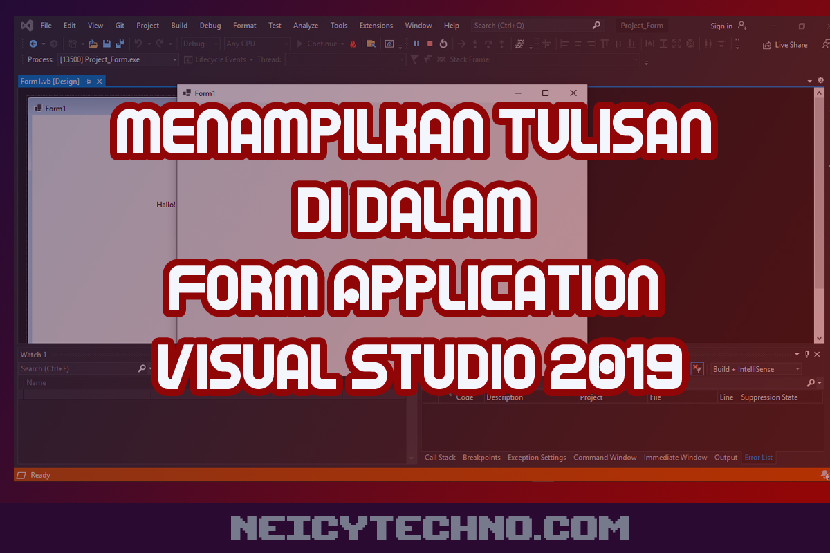 Menampilkan Tulisan di dalam Form Application Visual Studio 2019