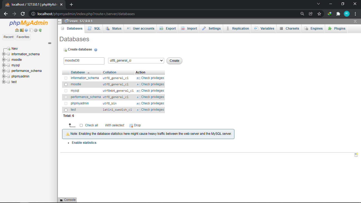 membuat database di phpmyadmin