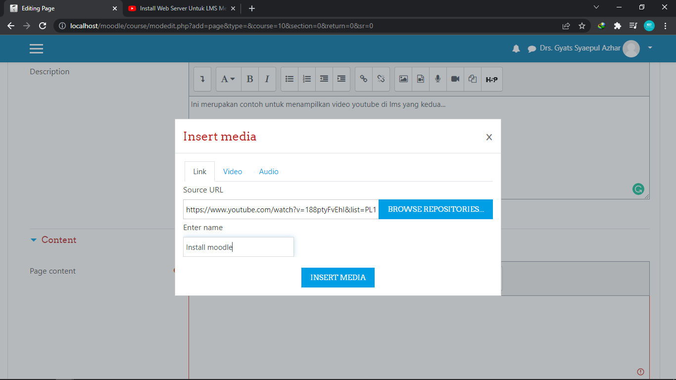 isi link page content moodle