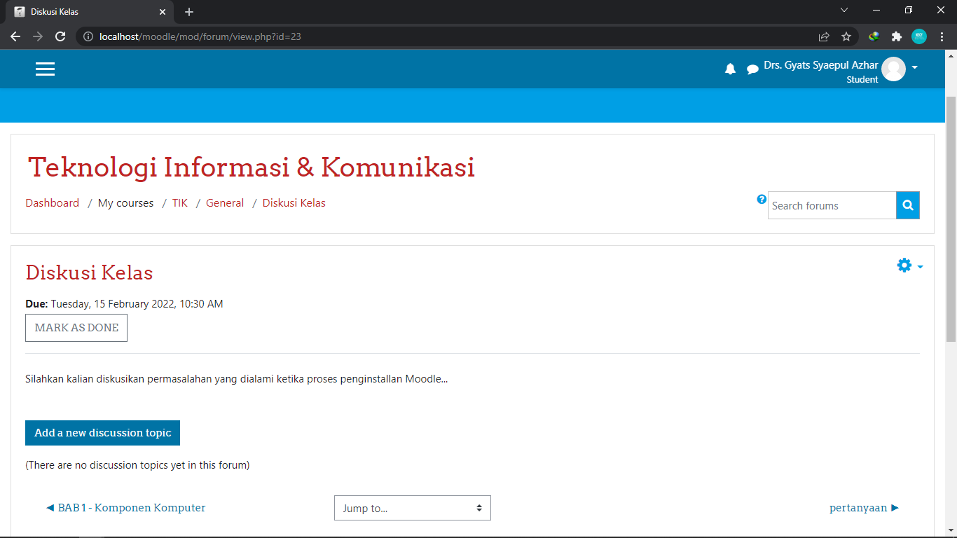forum diskusi siswa moodle