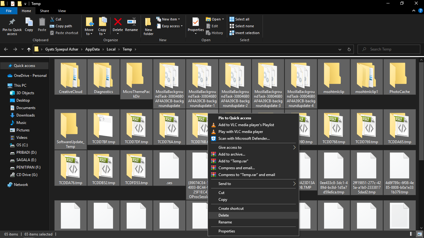 menghapus semua sampah cache windows