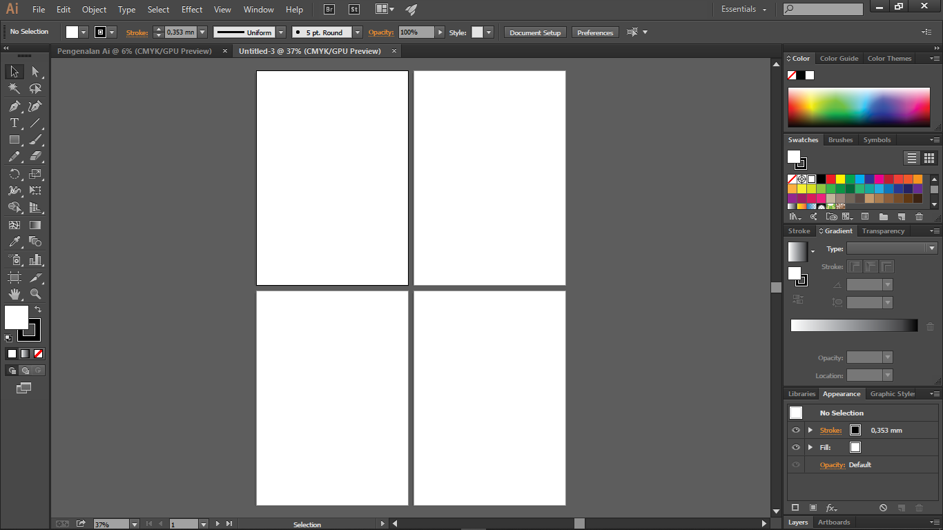 contoh penggunaan Number of Artboards Ai