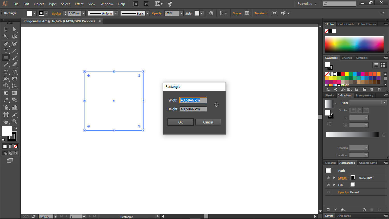 membuat rectangle otomatis atur ukuran di Ai