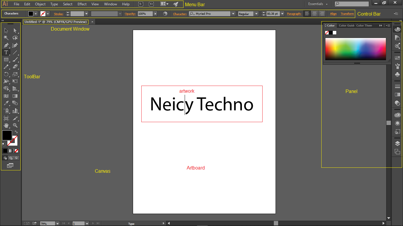 Tampilan User Interface Adobe Ilustrator