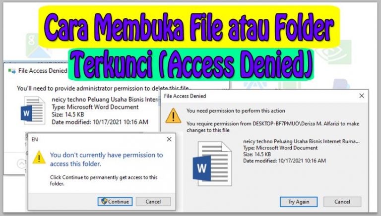 Cara Membuka File atau Folder Terkunci (Access Denied)