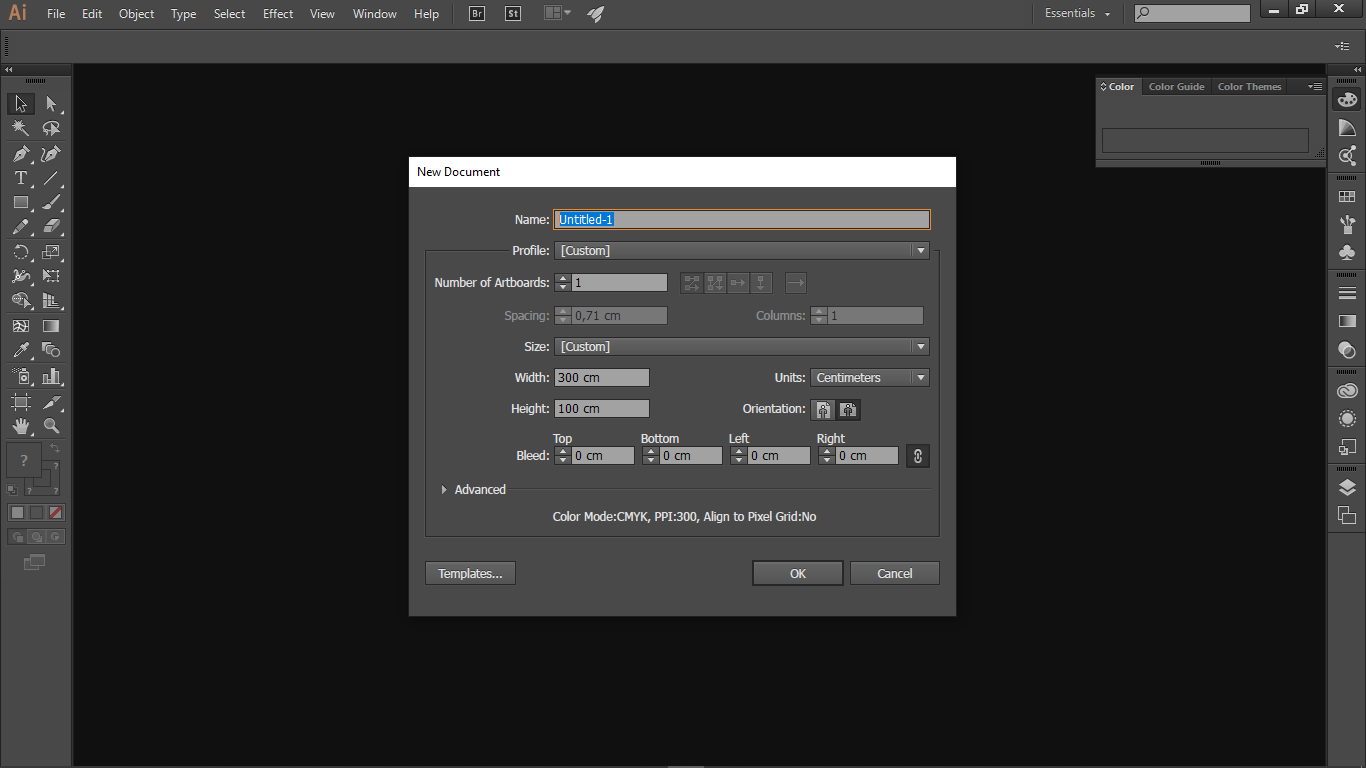 atur ukuran bidang kerja adobe illustrator