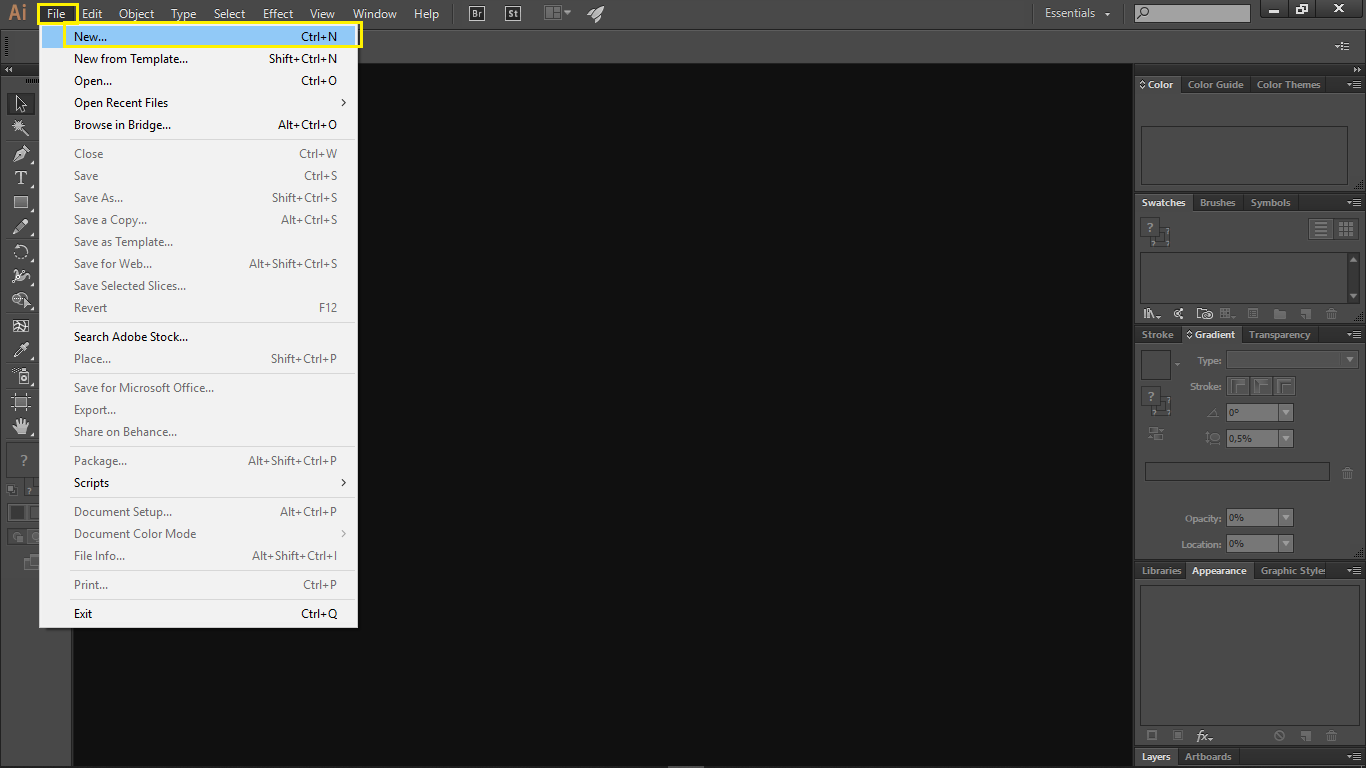 membuat dokumen baru adobe illustrator