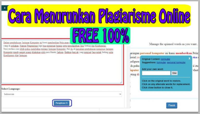 Cara Menurunkan Plagiarisme Online FREE 100%