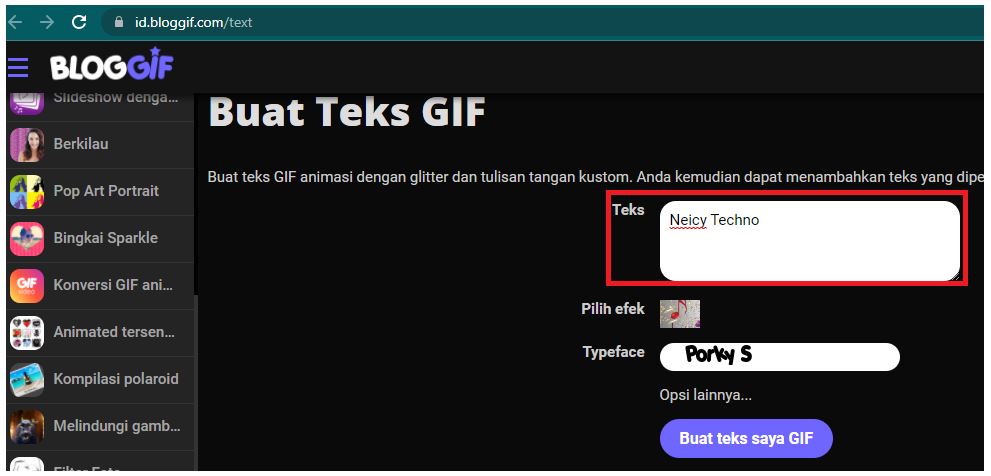 Membuat Teks GIF Gratis Online