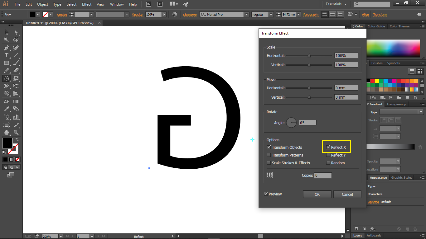 Tutorial Cermin Objek Di Adobe Illustrator Cara keempat