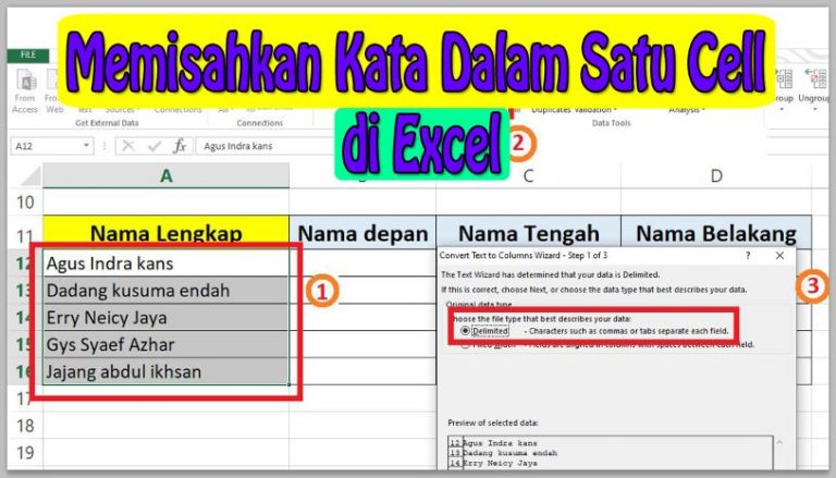 Cara Memisahkan Kata Dalam Satu Cell di Excel