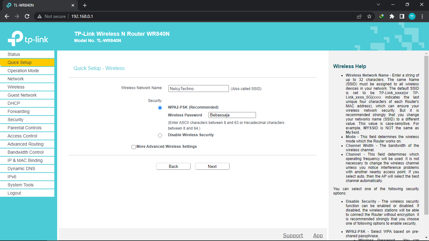 SSID dan Password Custom