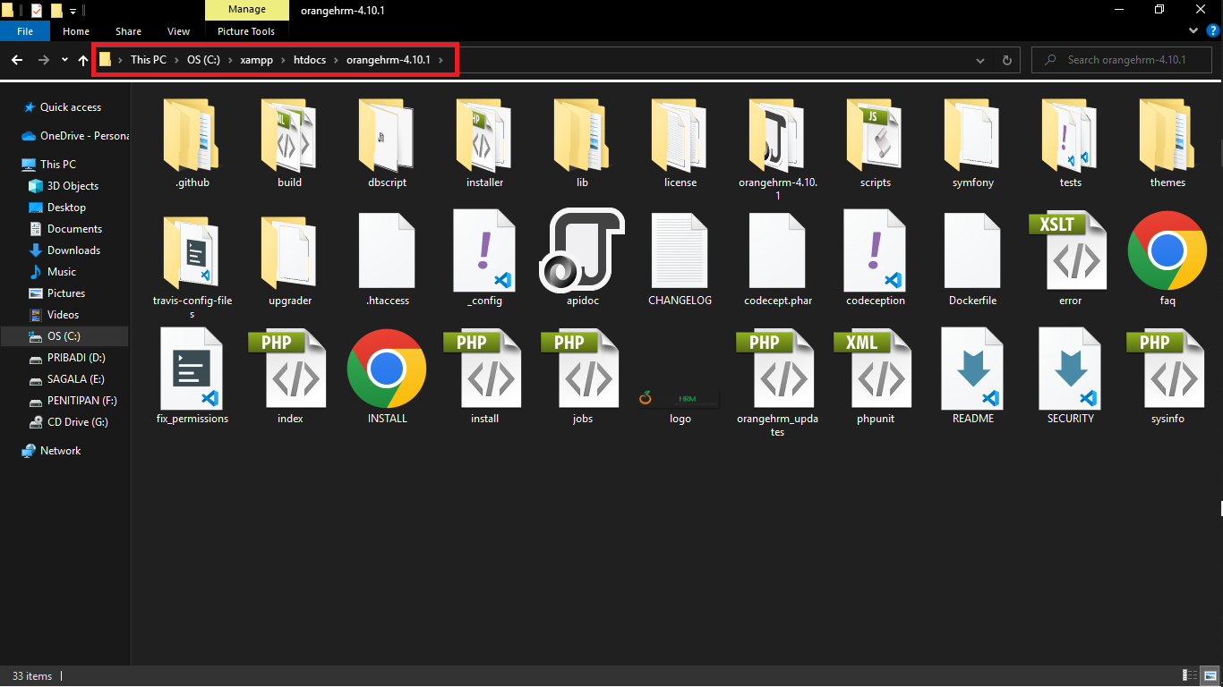 Folder htdoc untuk OrangeHRM