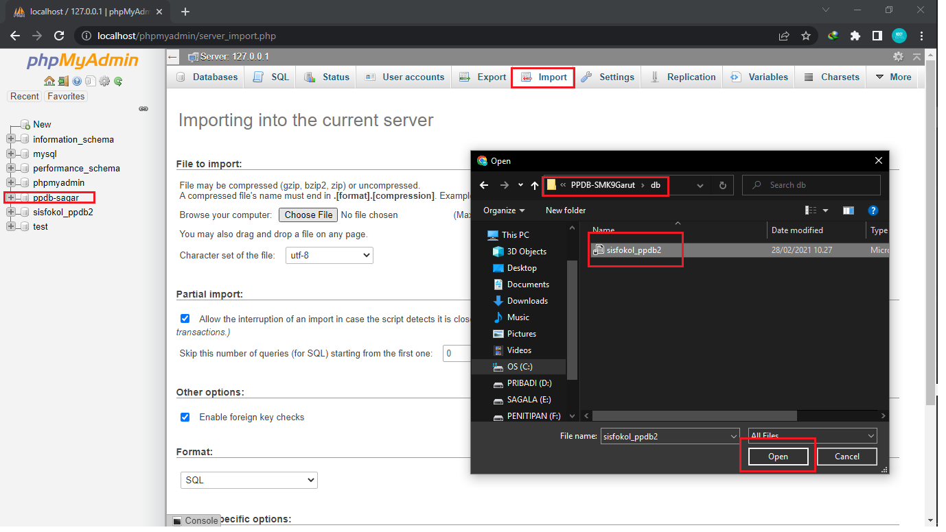 import Sql untuk database ppdb]