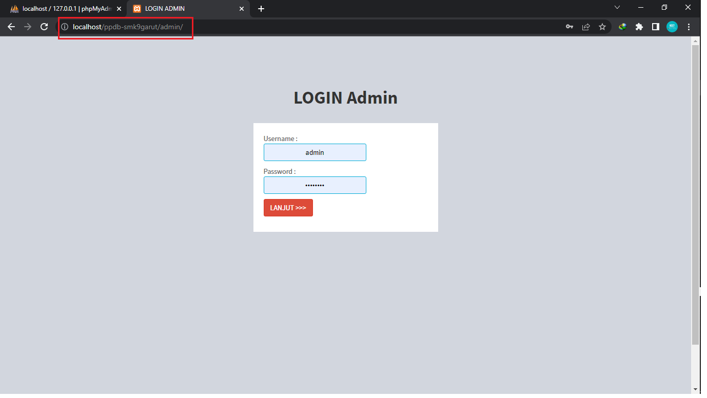 login ke halaman admin
