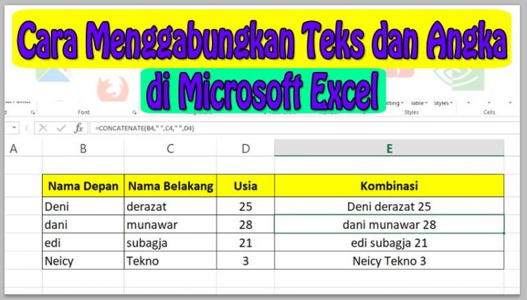 Cara Menggabungkan Teks dan Angka di Microsoft Excel