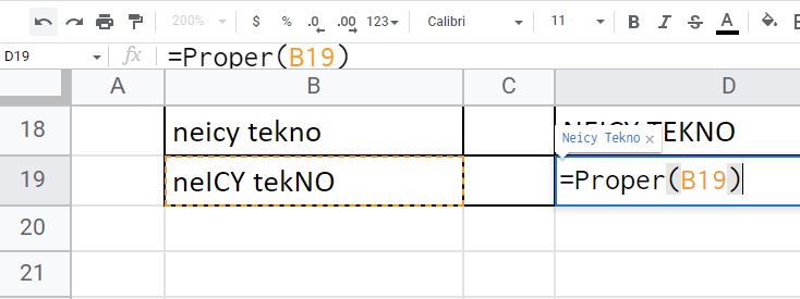Rumus Proper di Google Spreadsheet