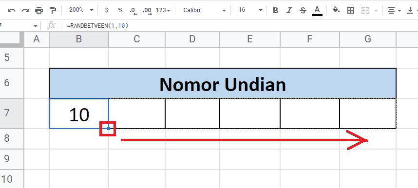Mengacak 6 digit angka di Spreadsheet