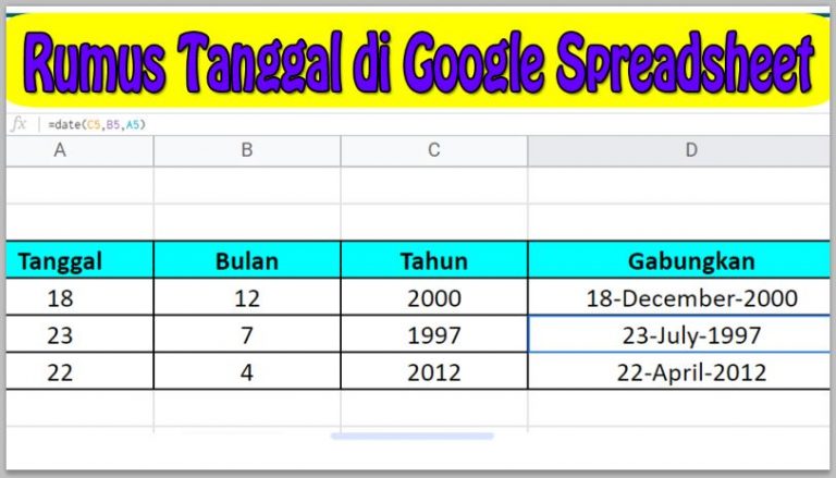 Rumus Tanggal di Google Spreadsheet