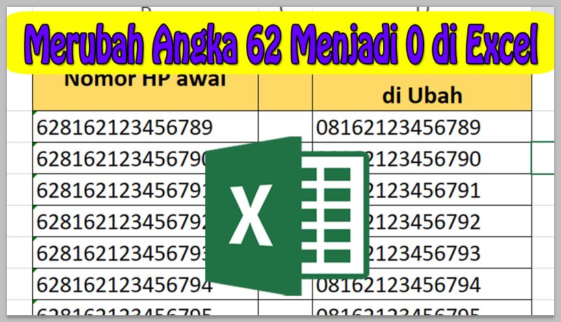 Cara Merubah Angka 62 Menjadi 0 di Excel