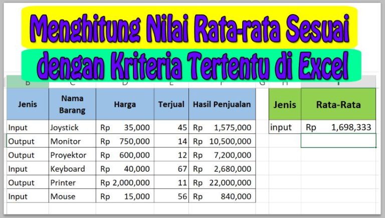 Cara Menghitung Nilai Rata-rata Sesuai dengan Kriteria Tertentu di Excel