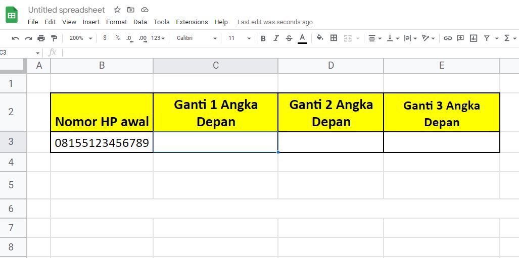 Cara Merubah Angka Depan di Google Sheet/Spreadsheet