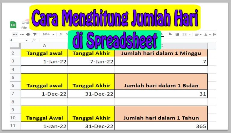 Cara Menghitung Jumlah Hari di Google Sheet/Spreadsheet