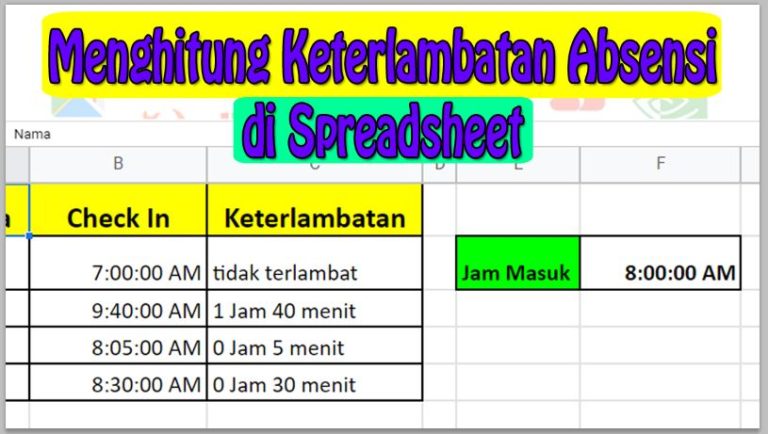 Cara Menghitung Keterlambatan Absensi Karyawan di Spreadsheet