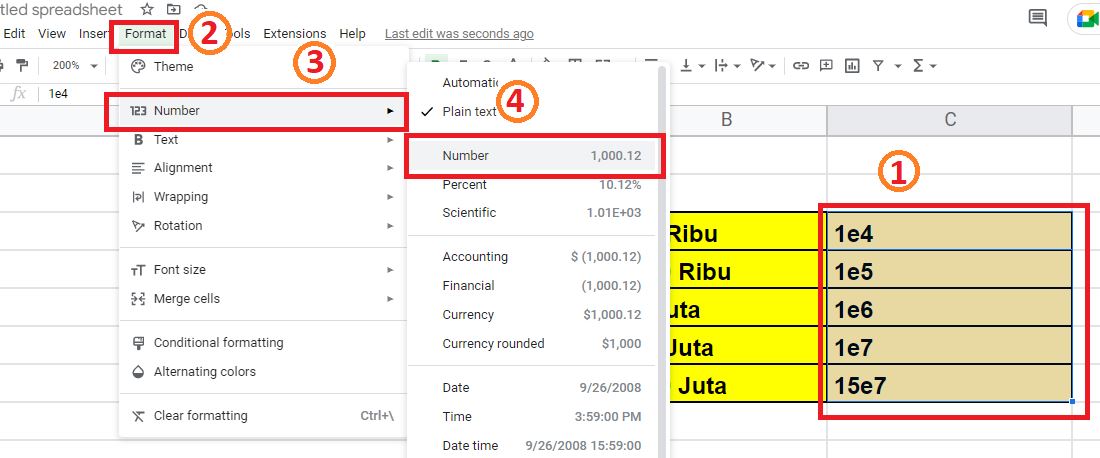 Menambah angka 0 dengan format number cells