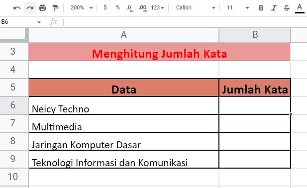 Cara Menghitung Jumlah Kata di Google Sheet/Spreadsheet
