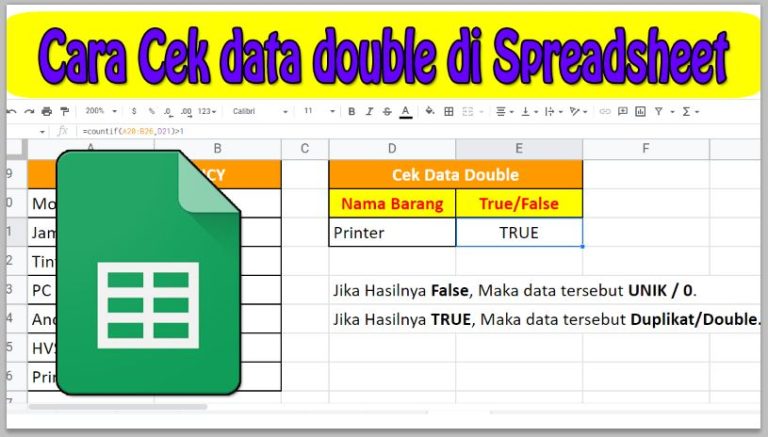 Cara Cek Data Double di Spreadsheet / Google Sheet