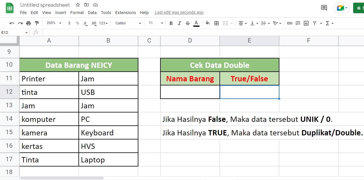 Cara Mengetahui Data Double/Duplikat/Ganda di Spreadsheet