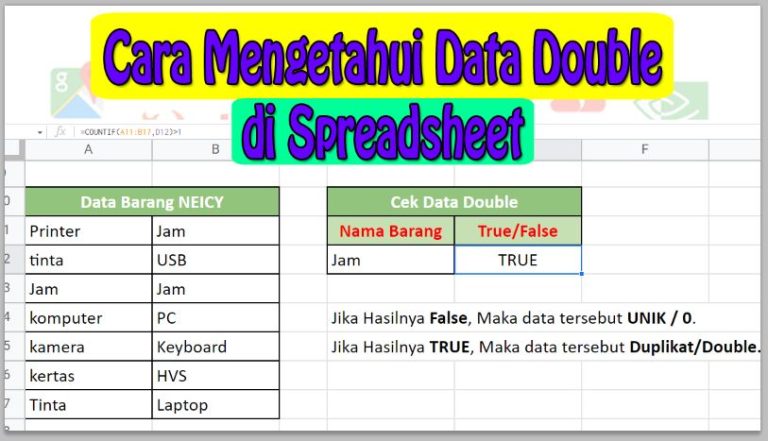 Cara Mengetahui Data Double di Spreadsheet