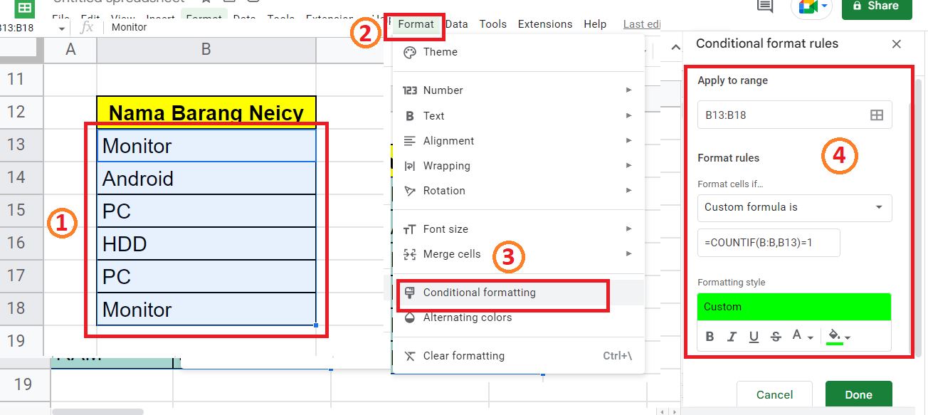Cara Mencari Data Unik di Spreadsheet/Google Sheet