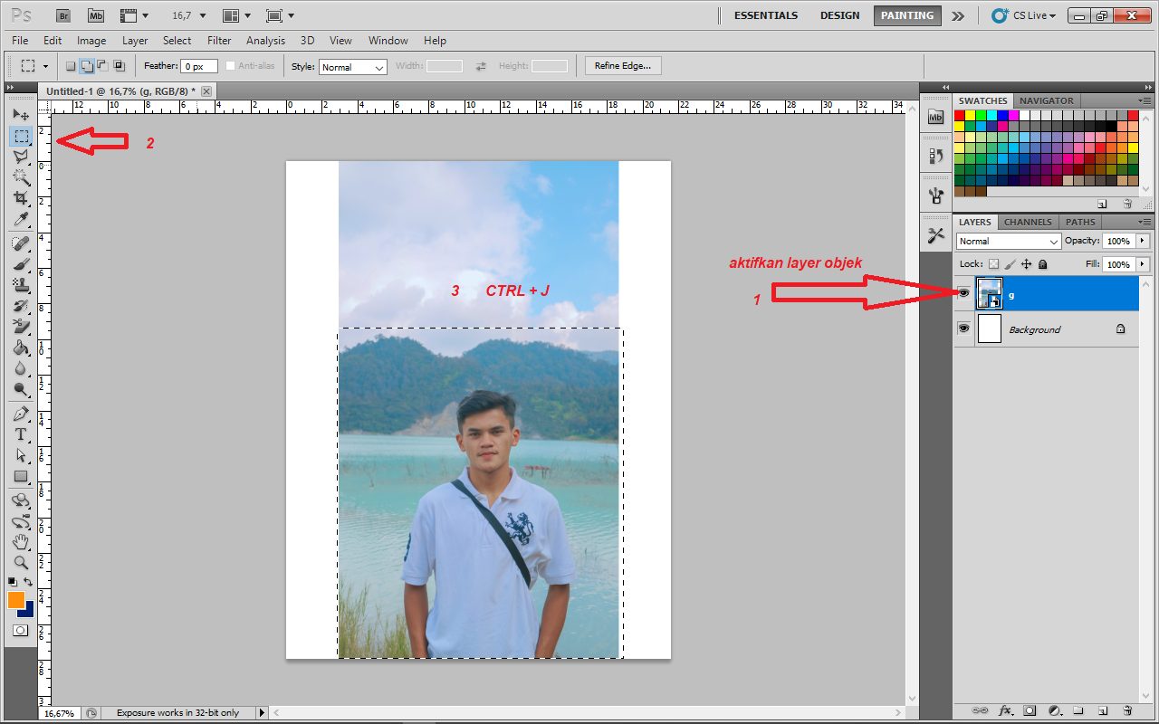Cara Potong Gambar di Photoshop Rectangular Marquee Tool
